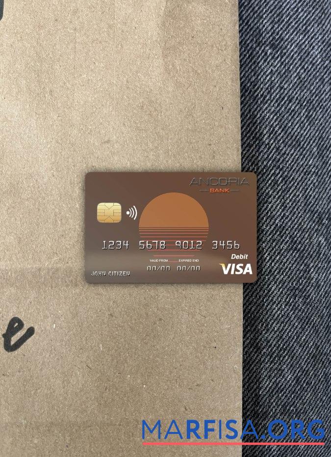 Realistic Cyprus Ancoria bank visa card photolook front template